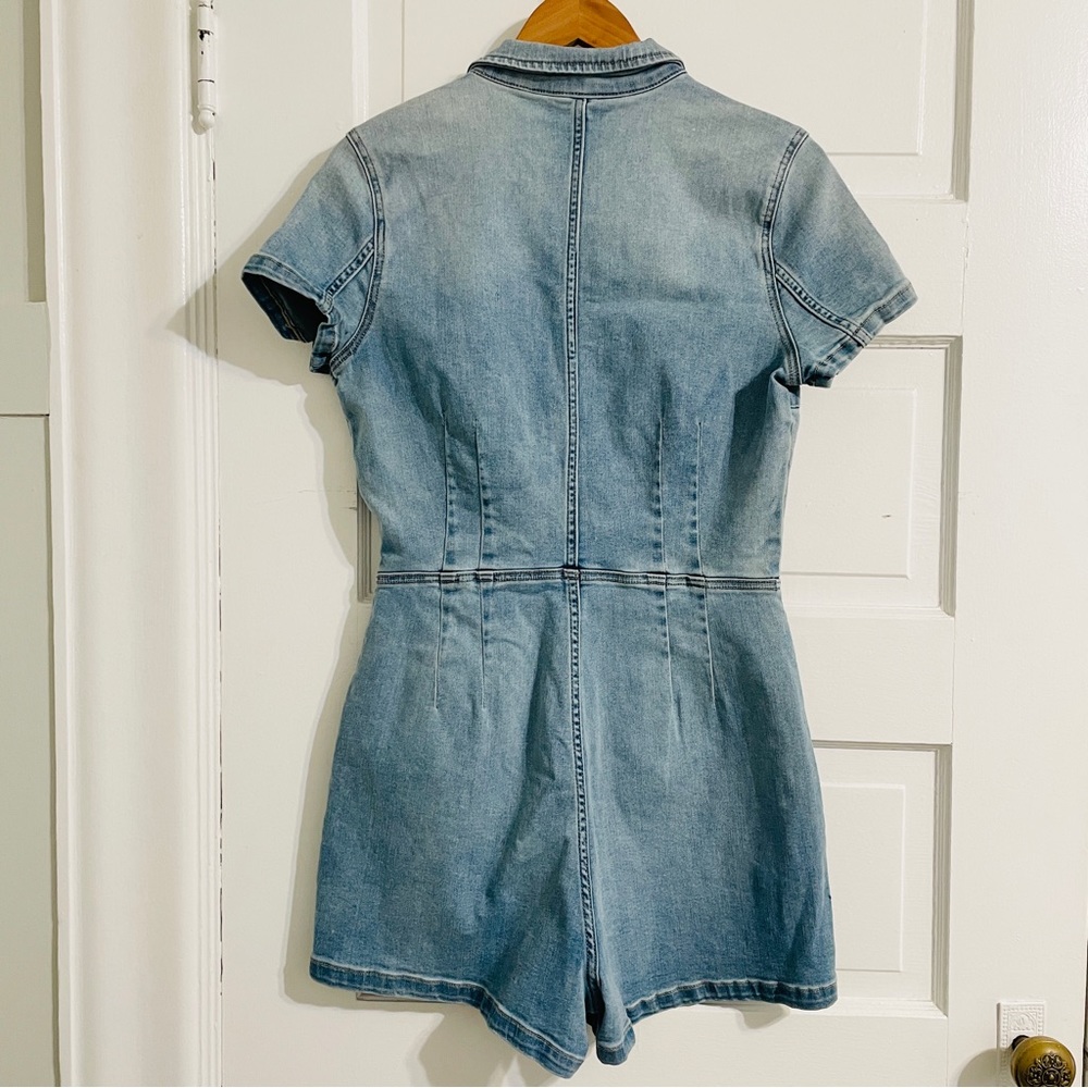 Free People Lennox Shortsuit Zip Up Short Sleeve Romper - Bermondsey Blue - Picture 7 of 8
